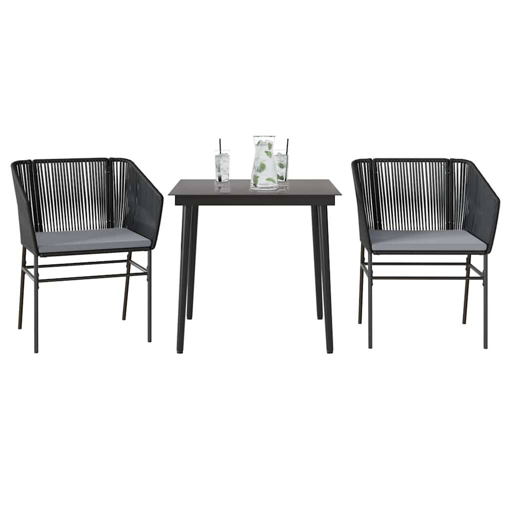 ComfortXL - Petit Salon de Jardin 2 Personnes Résine Tressée Table Carrée avec Coussins Noir – ComfortXL Outdoor Living - Image 1