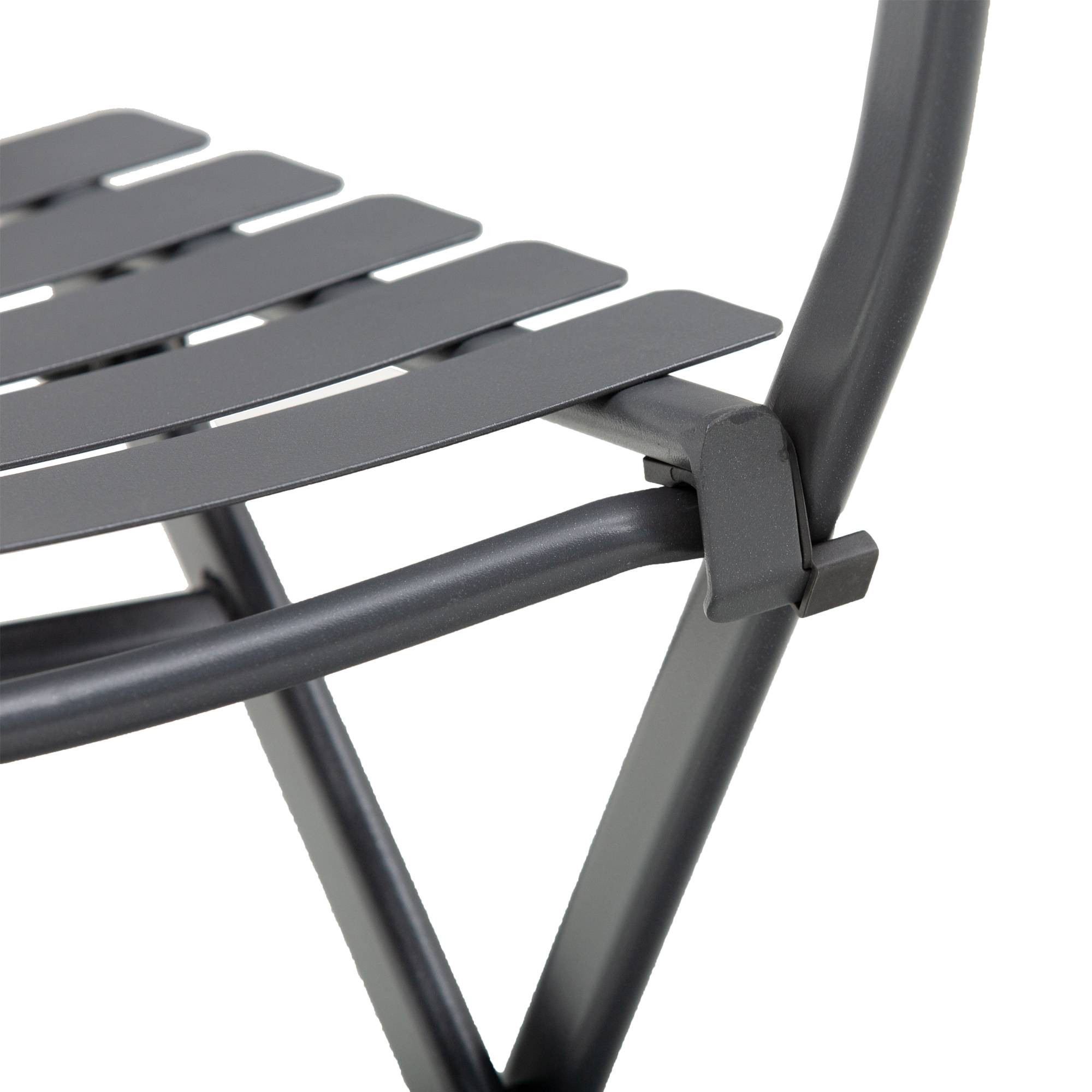Outsunny - Salon de jardin bistro pliable - table carrée dim. 60L x 60l x 71H cm avec 2 chaises - métal thermolaqué gris - Outsunny - Image 4