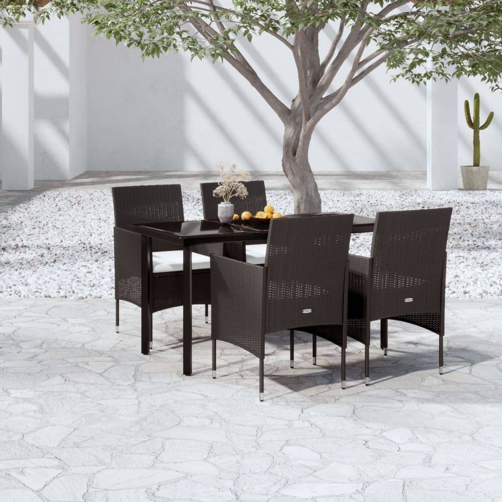 ComfortXL - Table et Chaises de Jardin 4 Pers Résine Tressée Acier Extérieur Noir 5 pcs – ComfortXL Outdoor Living - Image 1