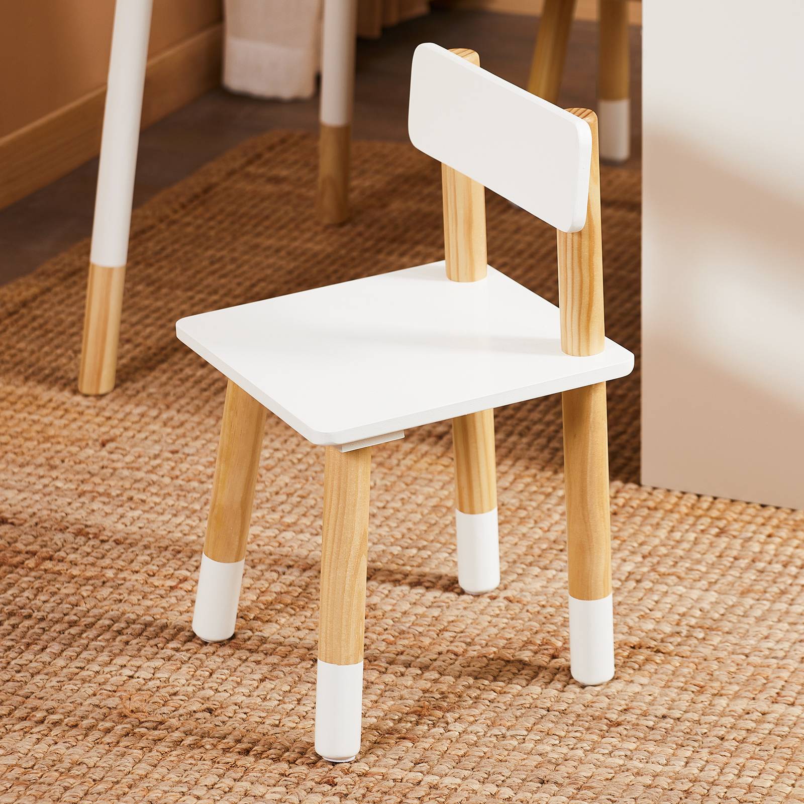 SoBuy Table Enfant avec 2 Chaises, Bureau d'Étude avec Surface à Dessiner, Compartiment de Rangement et 2 Boîtes, Blanc, KMB113-W - Image 4