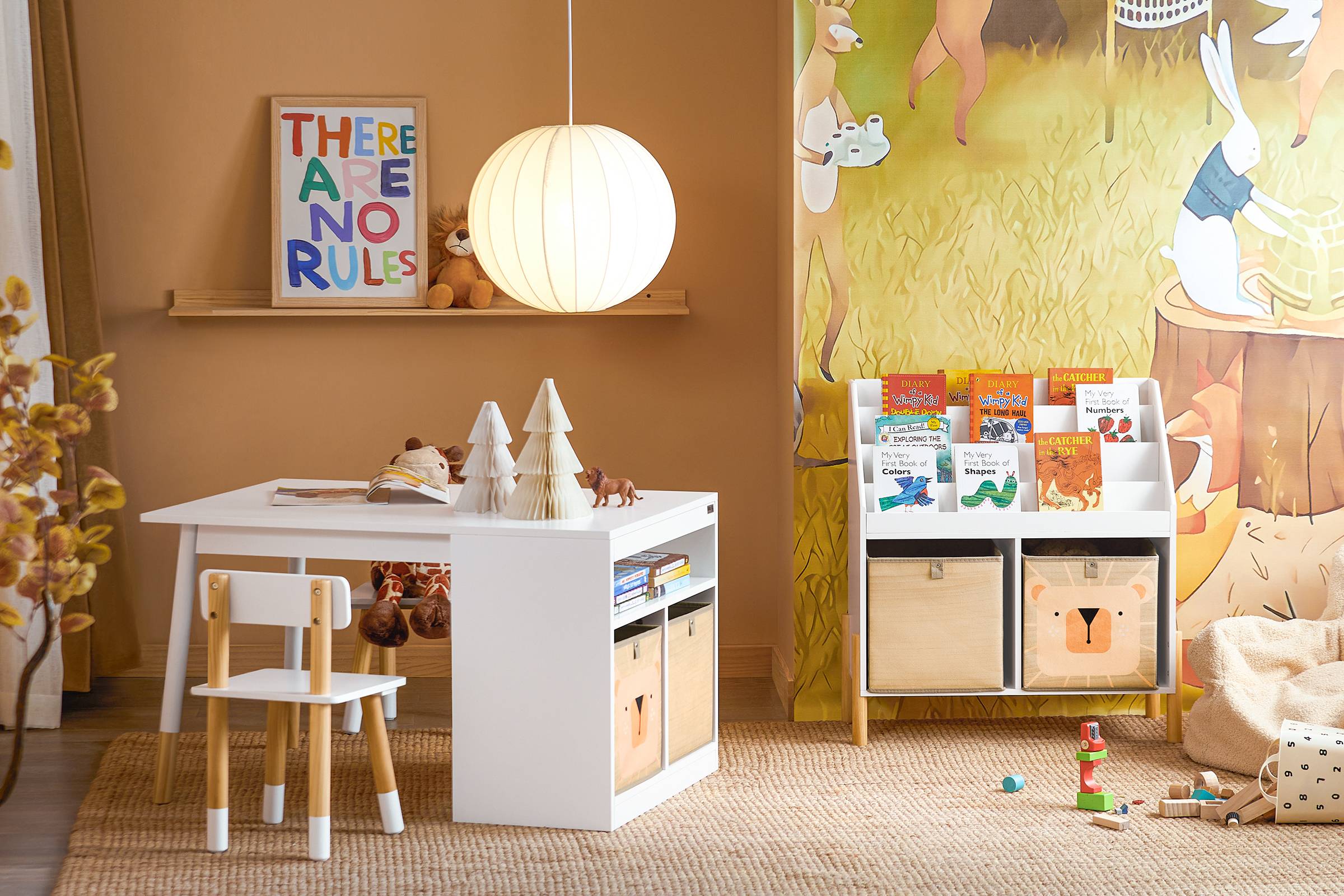 SoBuy Table Enfant avec 2 Chaises, Bureau d'Étude avec Surface à Dessiner, Compartiment de Rangement et 2 Boîtes, Blanc, KMB113-W - Image 9