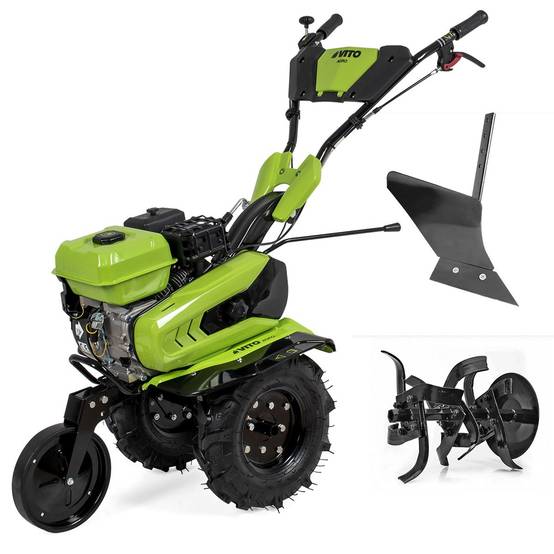 Motoculteur à essence Moteur 4 temps 212 Cm3 7CV 5200W + Jeu de FRAISES + Butteur Idéal Jardin & Maraîchage VITO - Image 1