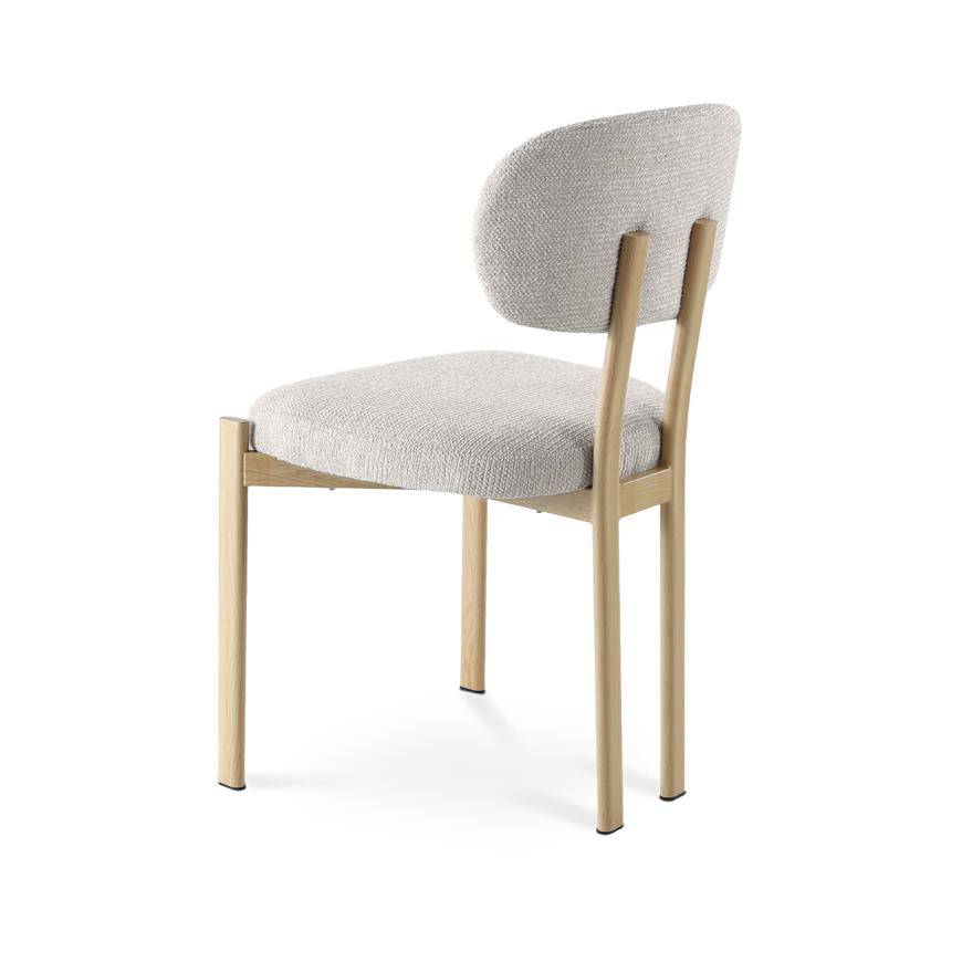 Sicaan Lot de 4 chaises style scandinave tissu chenille beige pieds métal effet chêne – MIA - Image 4