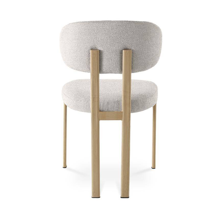 Sicaan Lot de 4 chaises style scandinave tissu chenille beige pieds métal effet chêne – MIA - Image 5