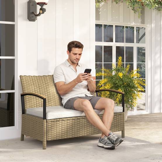 Banquette coffre 125L avec coussin rembourré, métal, 123x70x82cm, kaki - Image 4