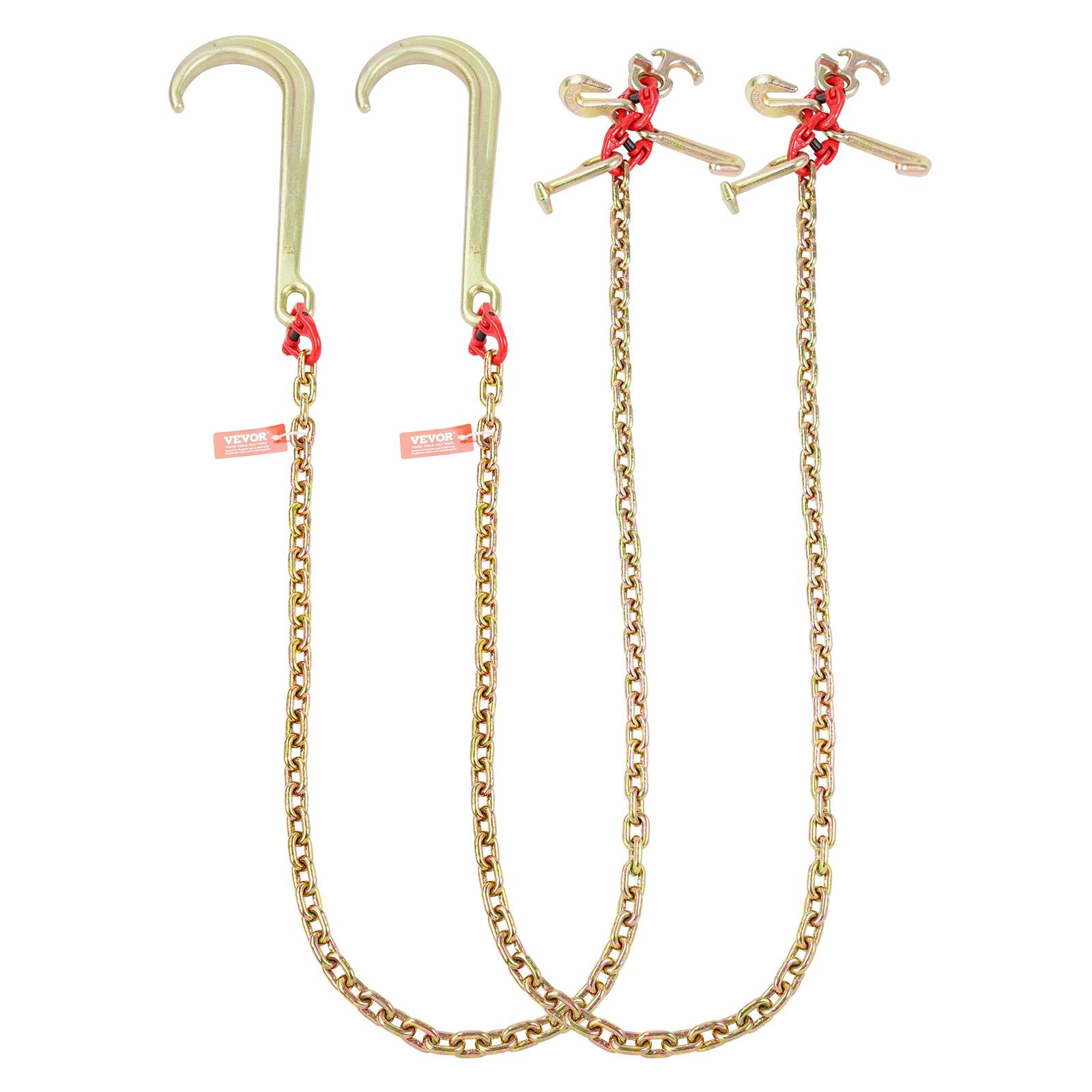 Vevor - VEVOR Lot de 2 chaînes de remorquage G80 8 mm x 180 cm, capacité 2 448 kg, crochets variés et manille, galvanisé pour dépannage et transport. - Image 9