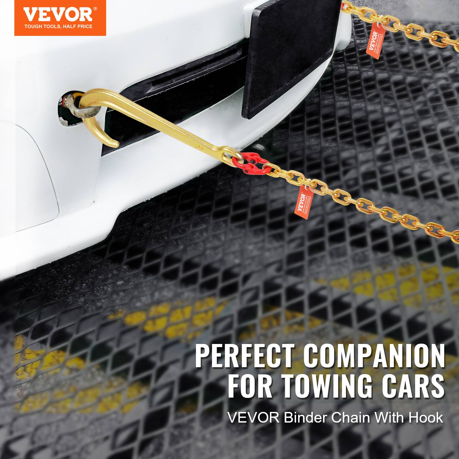 Vevor - VEVOR Lot de 2 chaînes de remorquage G80 8 mm x 180 cm, capacité 2 448 kg, crochets variés et manille, galvanisé pour dépannage et transport. - Image 2