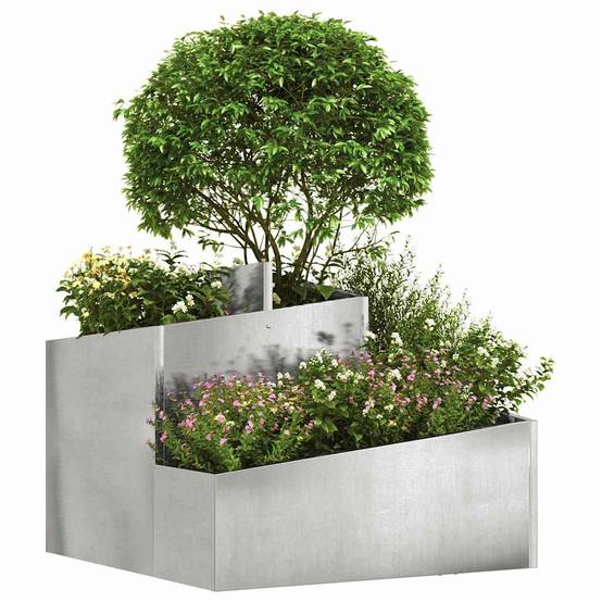 Cache-pot acier inoxydable argent 60 x 60 x 50 cm - PANGIVO - Image 3