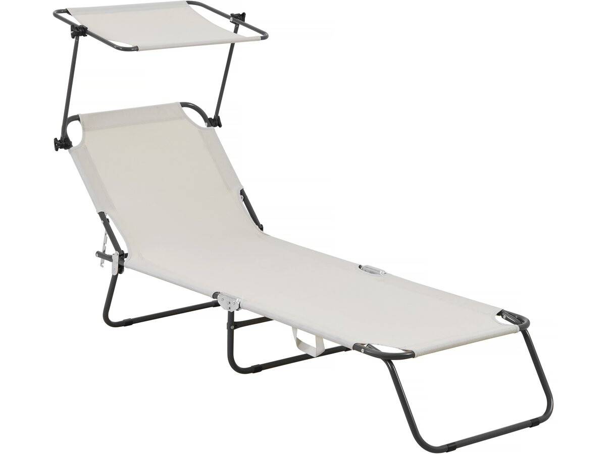 Bain De Soleil Pliable "lazy" - Avec Pare Soleil - Beige -habitat Et Jardin - Image 1