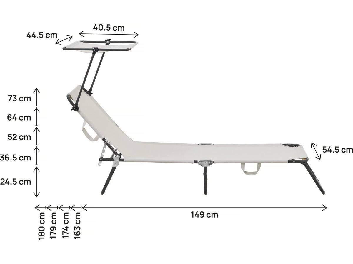 Bain De Soleil Pliable "lazy" - Avec Pare Soleil - Beige -habitat Et Jardin - Image 4