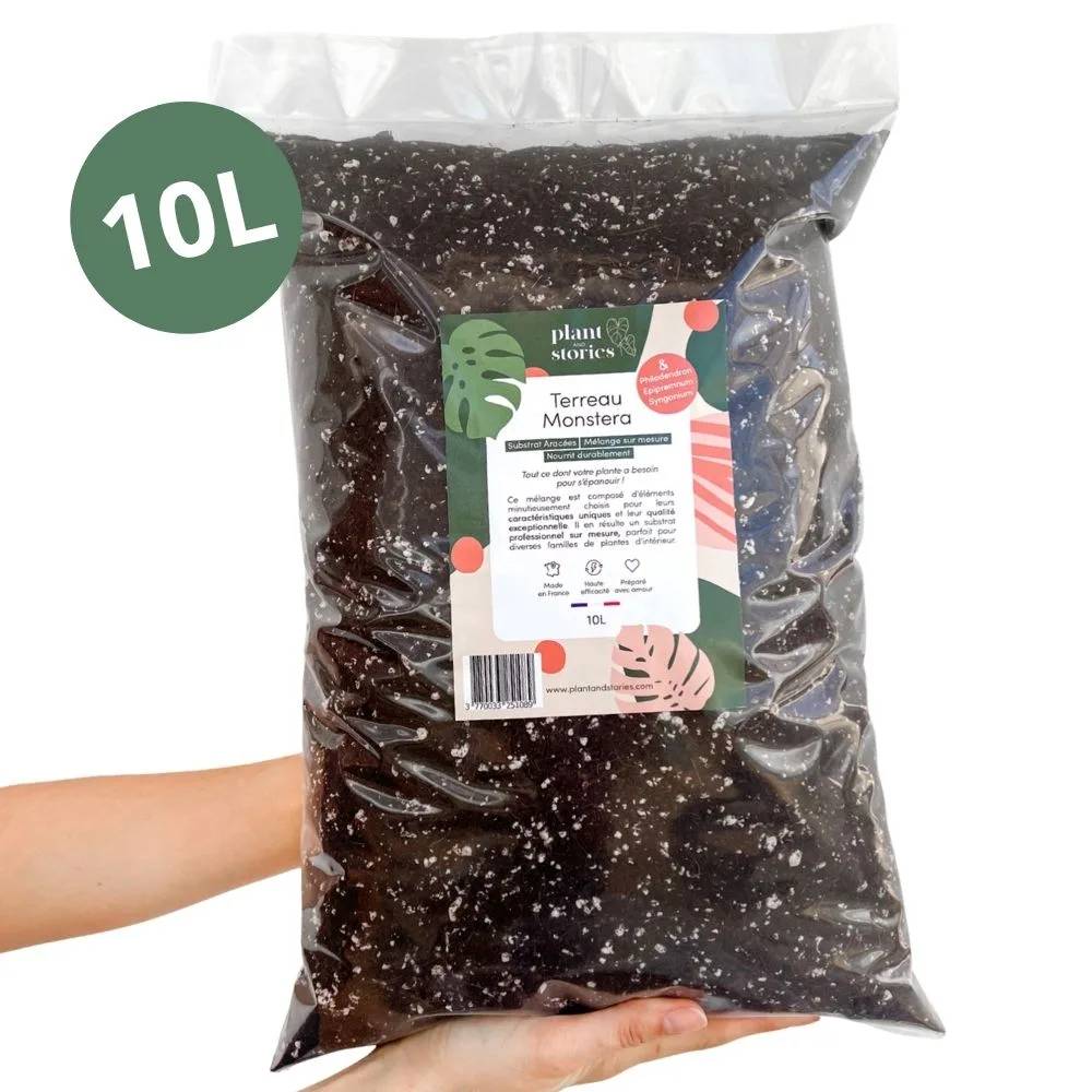 Terreau monstera - Enrichi en mycorhize et bacillus - Substrat Aracées - 10L - Terreau rempotage - Image 2