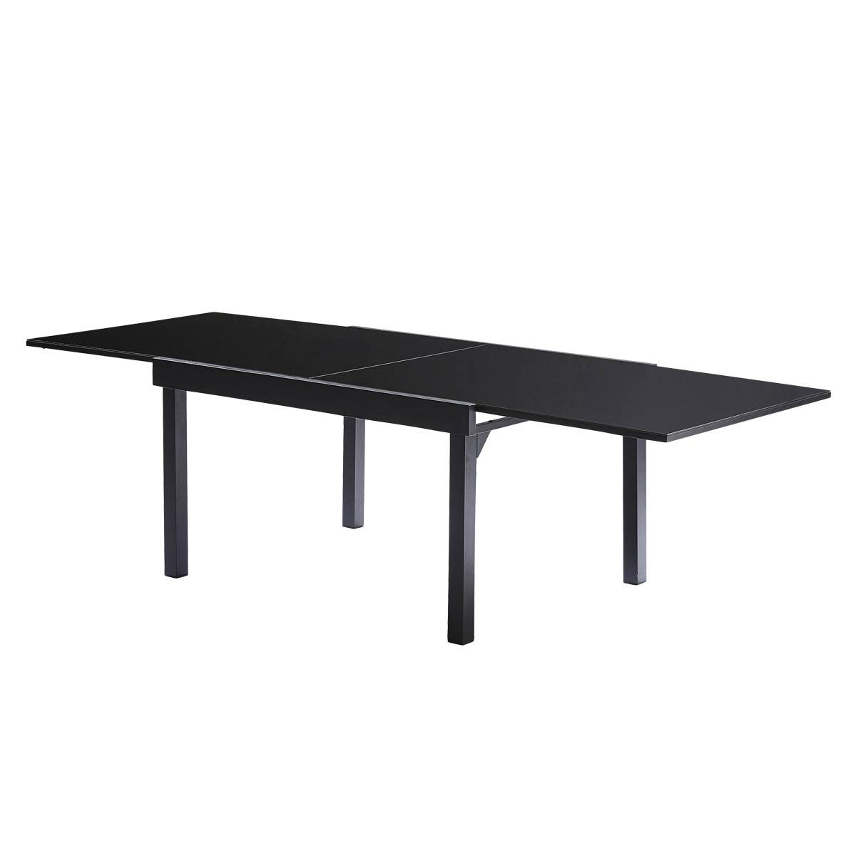 Wilsa Garden - Table Modulo 6/10 personnes structure en aluminium noire, plateau en verre noir - Image 1