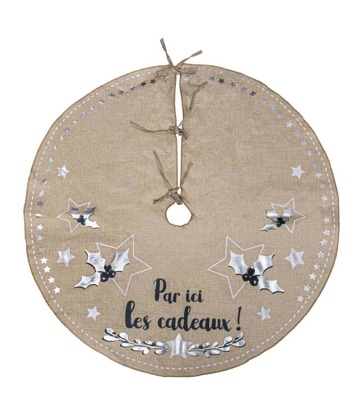 Déco de noël Tapis pour pied de Sapin en jute imprimée  D 90 cm