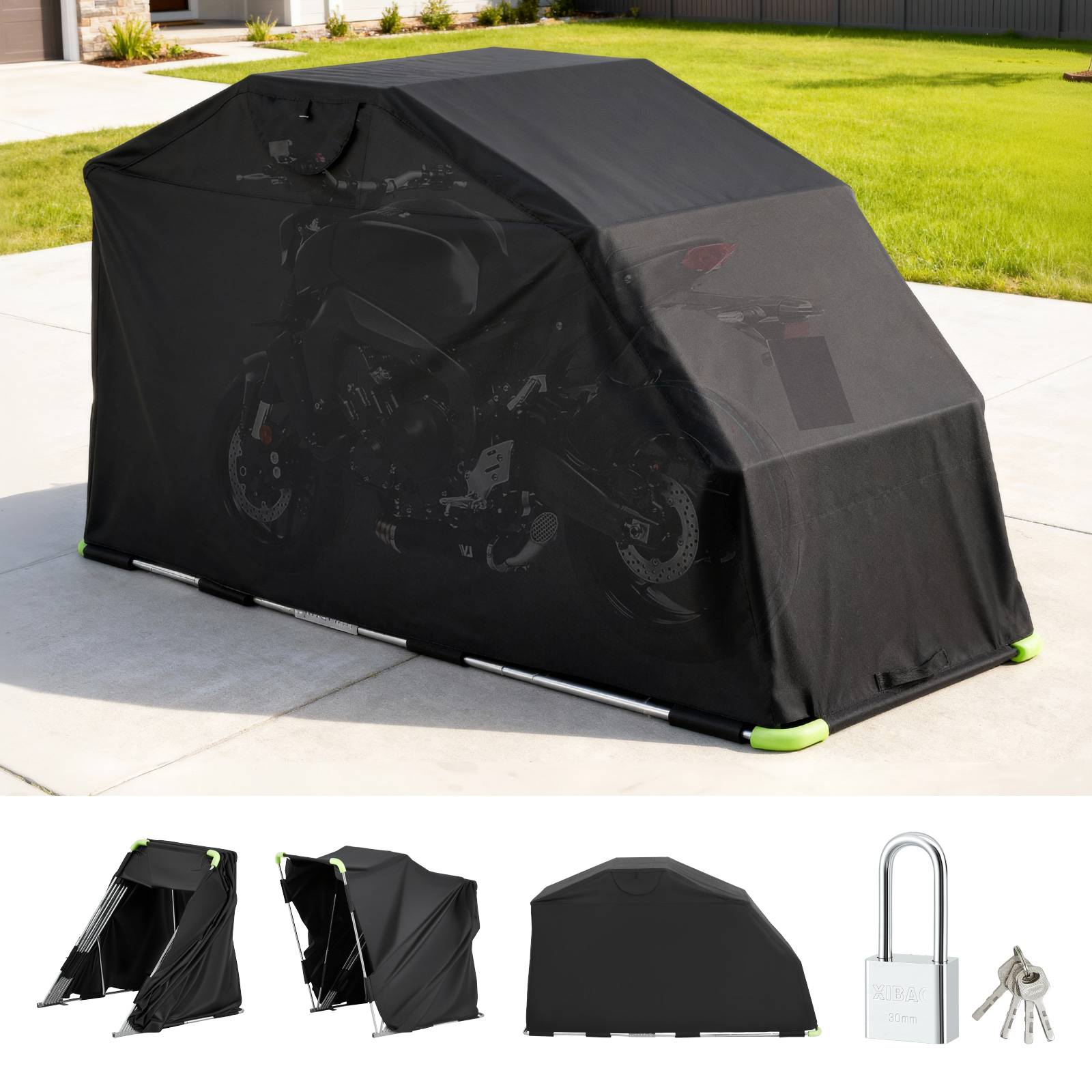 Vevor - VEVOR Abri Garage Moto Tente Garage Rabattable 279x109,5x160 cm avec Serrure - Image 1