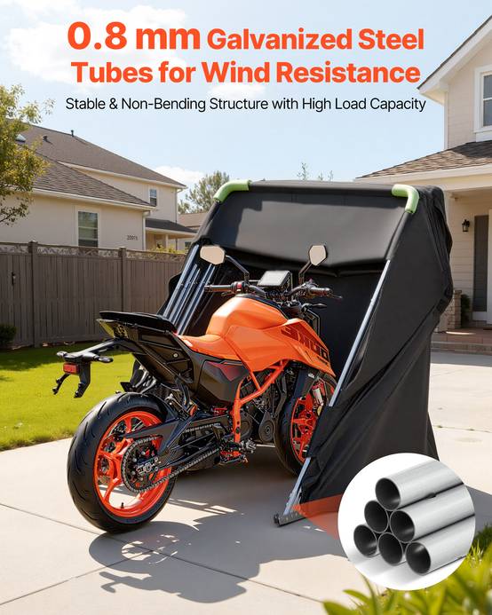 Vevor - VEVOR Abri Garage Moto Tente Garage Rabattable 279x109,5x160 cm avec Serrure - Image 4