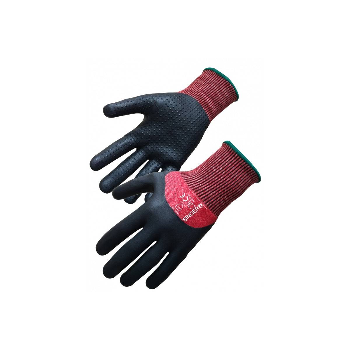 Gant Anti Coupure SINGER Taille 11 Tricoté Nitrile Enduit Picots Pouce et index renforcés Paume mousse
