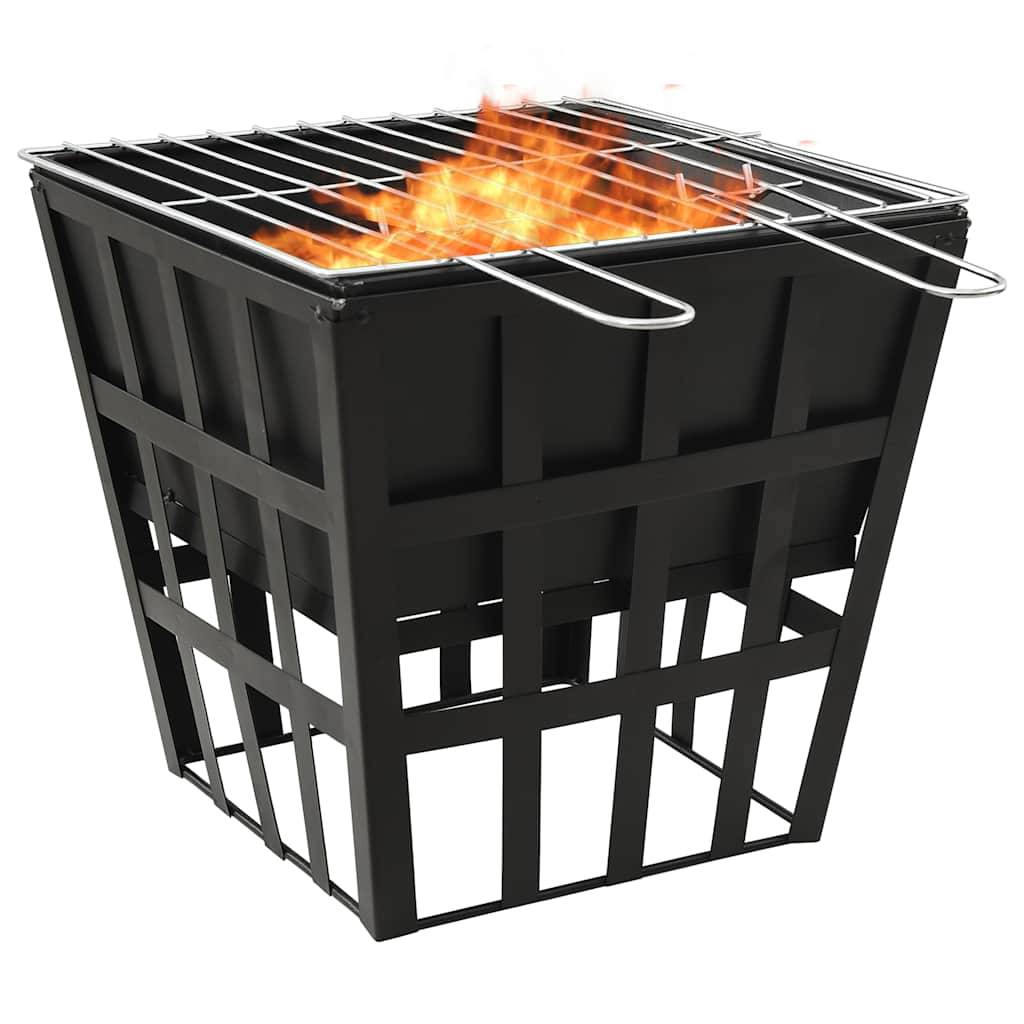 ComfortXL - Brasero Barbecue 2-en-1 Acier pour Jardin Foyer Extérieur Compact avec Grille 34x34x48 cm - ComfortXL Outdoor Living