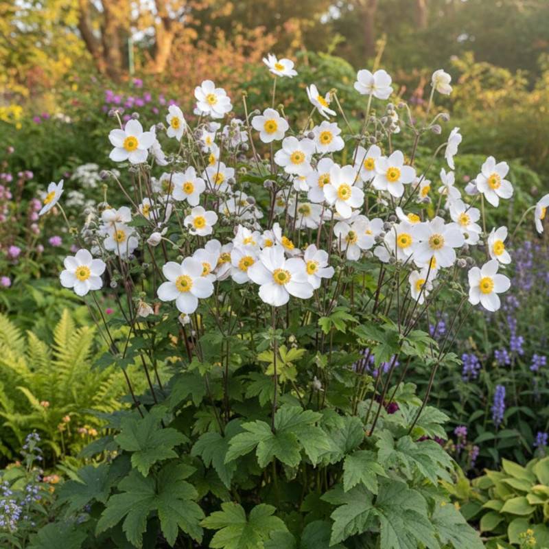 Anémone du Japon Elfin Swan® à fleurs Rose/Blanche - feuillage Caduc - Lot de 9 godets - Image 1