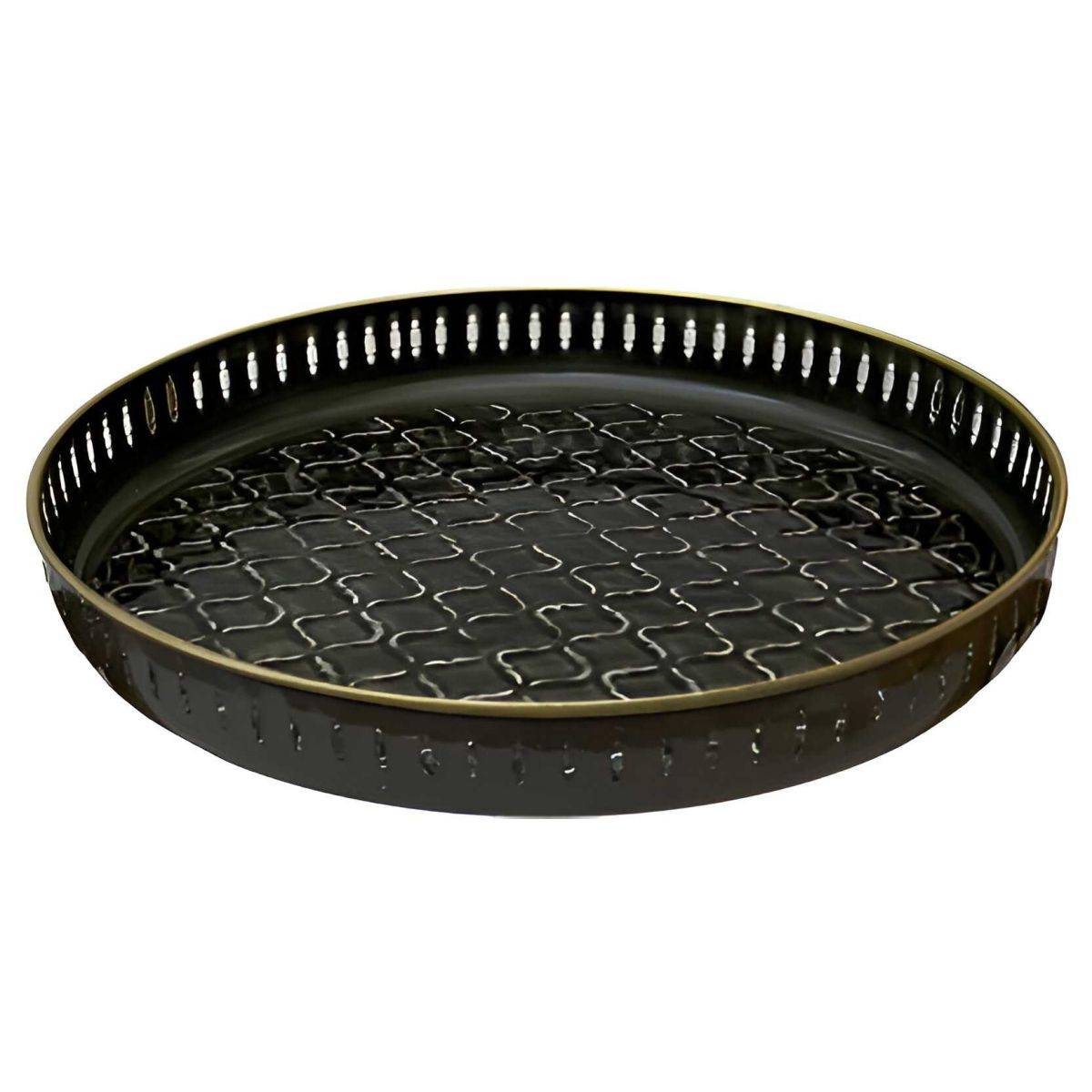 Bazardeluxe - Plateau en métal avec trépied en bambou Jali 60 cm - Image 1