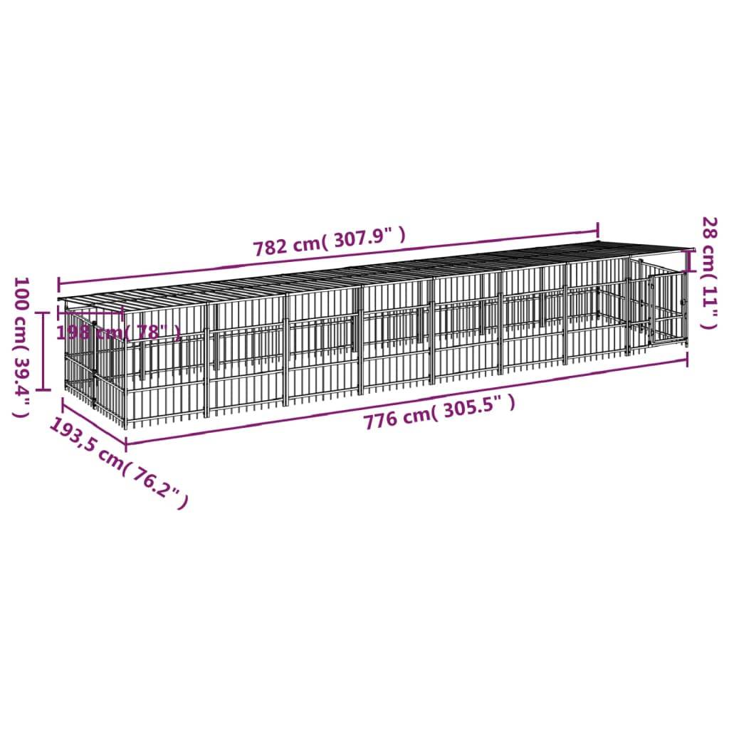 Vidaxl - Chenil d'extérieur avec toit pour chiens Acier 15,02 m² vidaXL 3124613 - Image 3