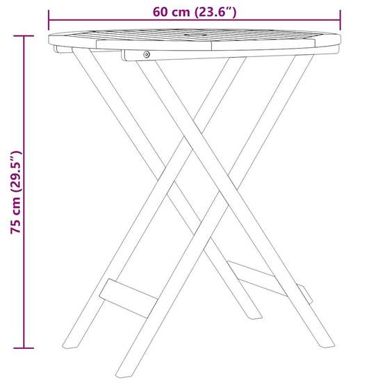 Table de jardin pliable bois d'eucalyptus solide Ø60 x 60 x 75 cm - PANGIVO - Image 6