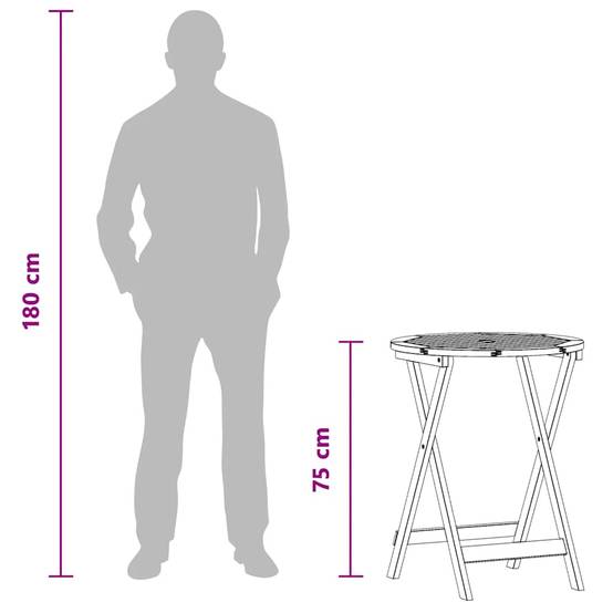 Table de jardin pliable bois d'eucalyptus solide Ø60 x 60 x 75 cm - PANGIVO - Image 7