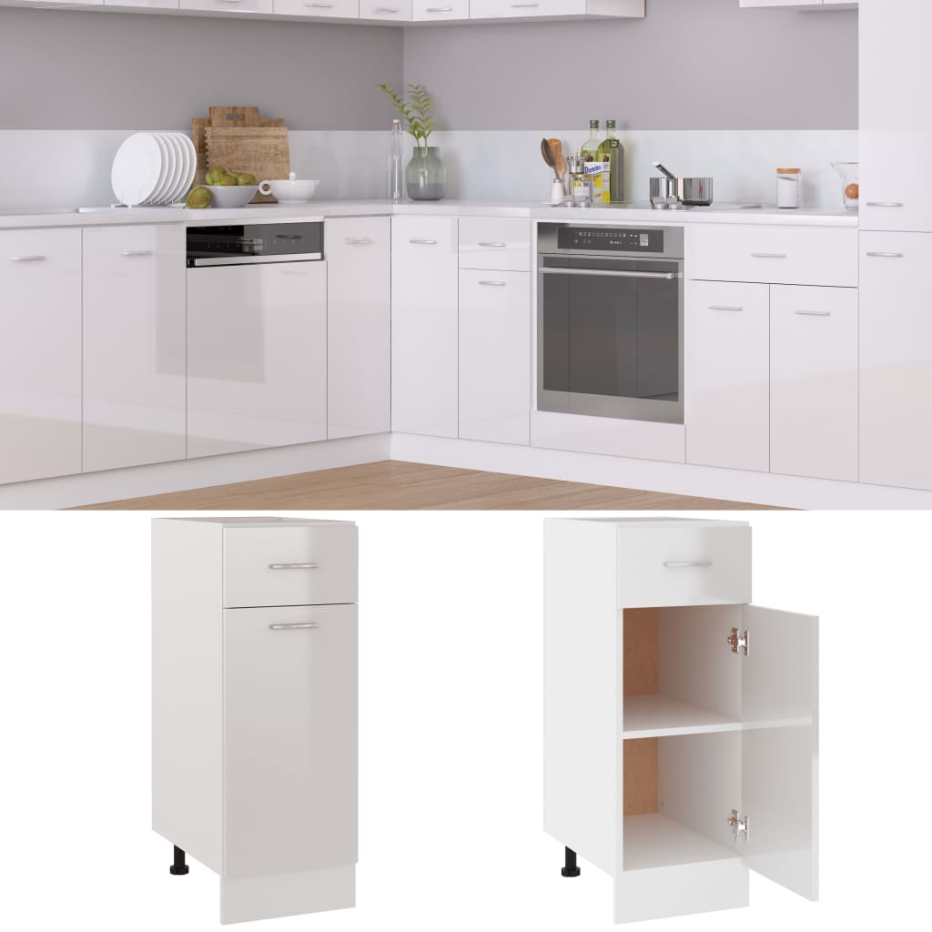 Vidaxl - Armoire de plancher à tiroir Blanc brillant Bois d'ingénierie - vidaXL - Image 1