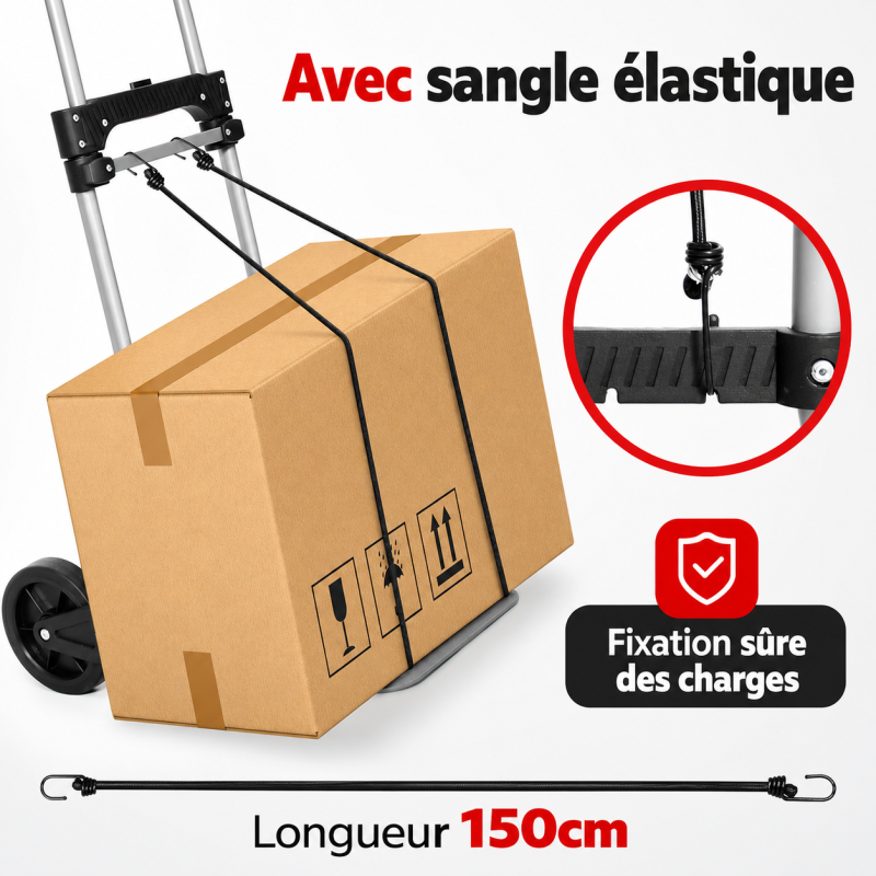 Diable pliable Chariot de transport charge max.150kg pliable grande capacité de charge - Image 2