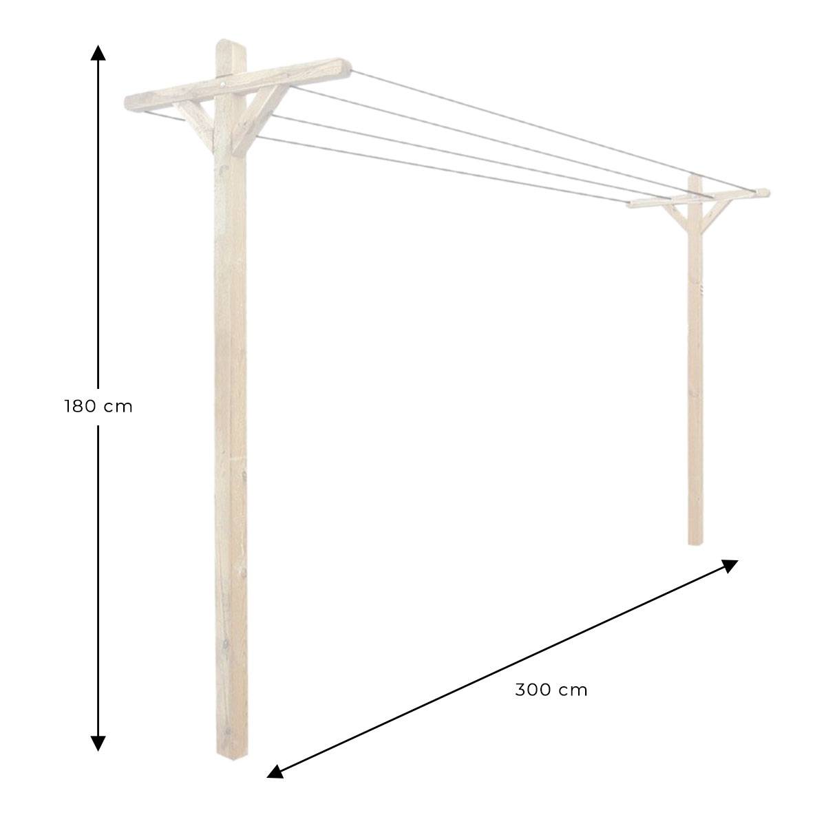 Kit étendoir à linge extérieur bois Séville + 2 supports à enfoncer - Cémonjardin - Image 5