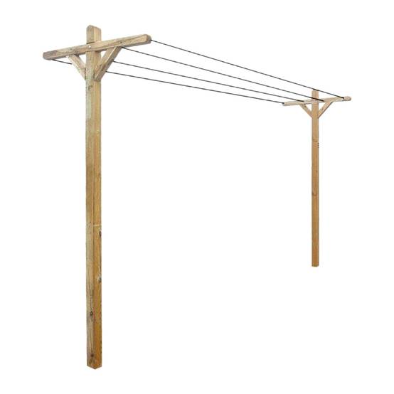 Kit étendoir à linge extérieur bois Séville + 2 supports à enfoncer - Cémonjardin - Image 3