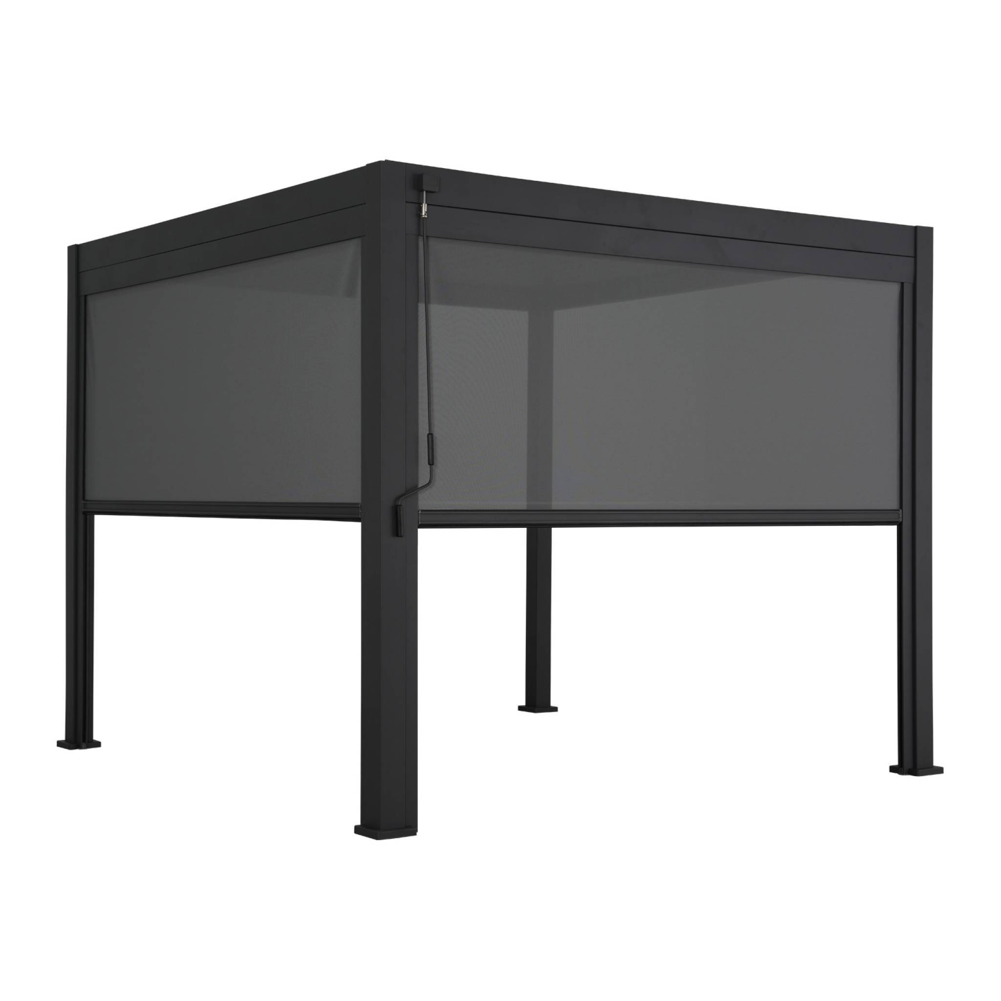 sweeek - Pergola bioclimatique aluminium Triomphe 3x3 m lames orientables avec 2 stores en aluminium et textilène anthracite | sweeek - Image 2