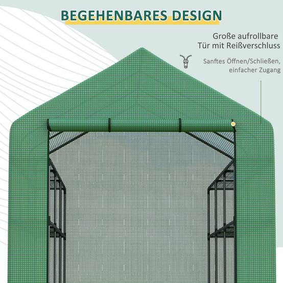 Serre de jardin acier PE pour tomates et plantes culture optimale 244x180x210cm vert - ComfortXL Outdoor Living - Image 7