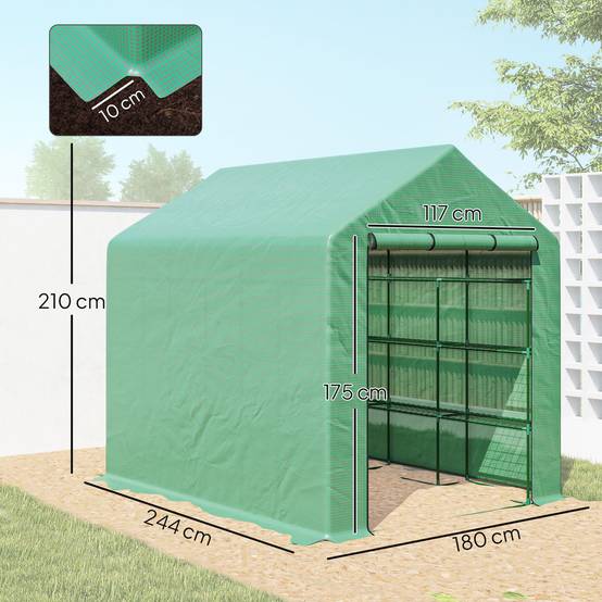 Serre de jardin acier PE pour tomates et plantes culture optimale 244x180x210cm vert - ComfortXL Outdoor Living - Image 5