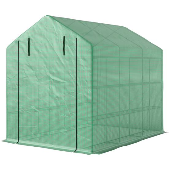 Serre de jardin acier PE pour tomates et plantes culture optimale 244x180x210cm vert - ComfortXL Outdoor Living - Image 2