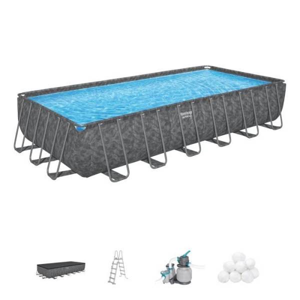 Bestway - Kit Piscine hors sol tubulaire BESTWAY - APX 365™ - 732 x 366 x 132 cm - Rectangulaire (Filtre a sable, 250 g polysphere, éch - Image 1