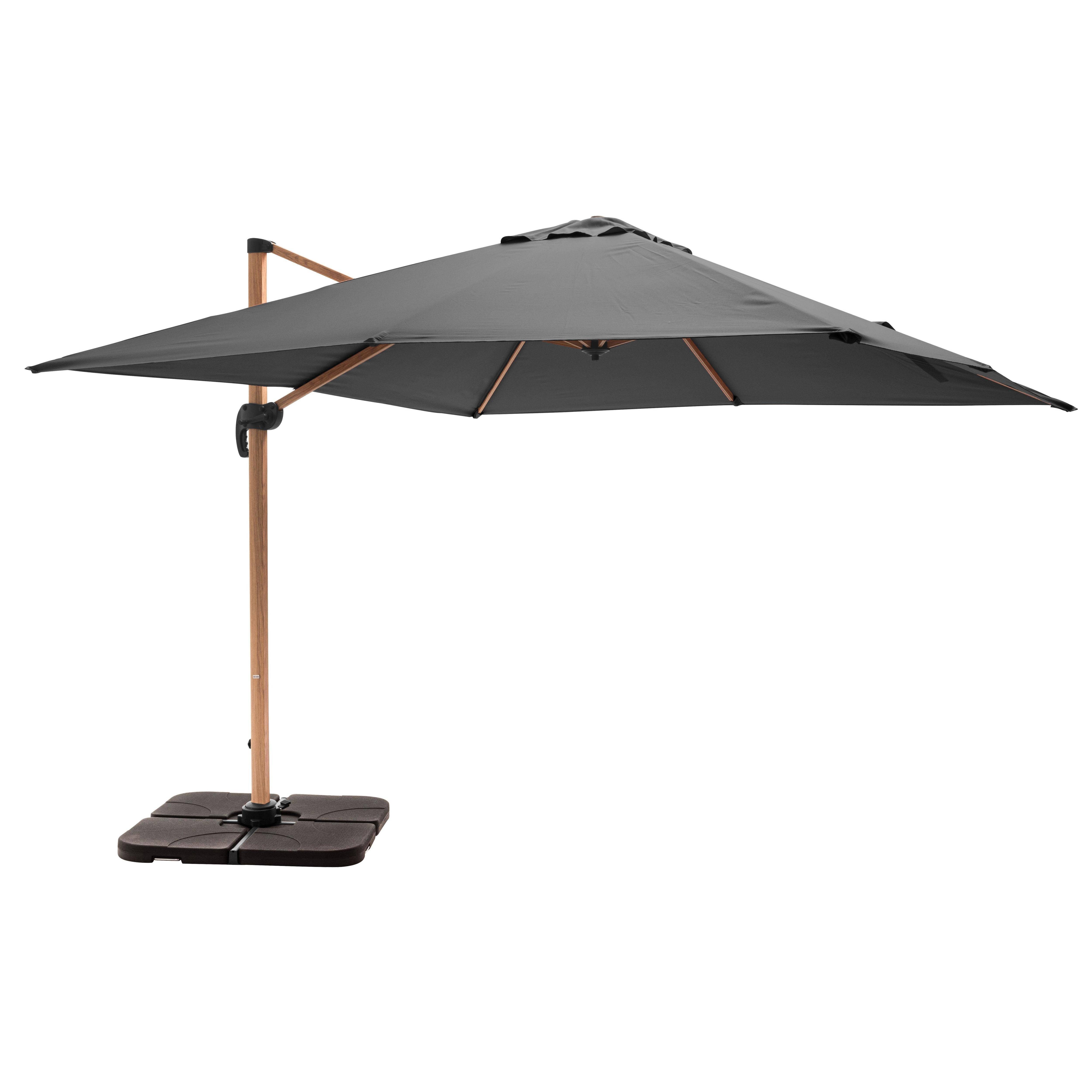 Oviala - Parasol déporté 3x3m et 4 dalles à remplir effet bois gris Brescia - Oviala - Image 1