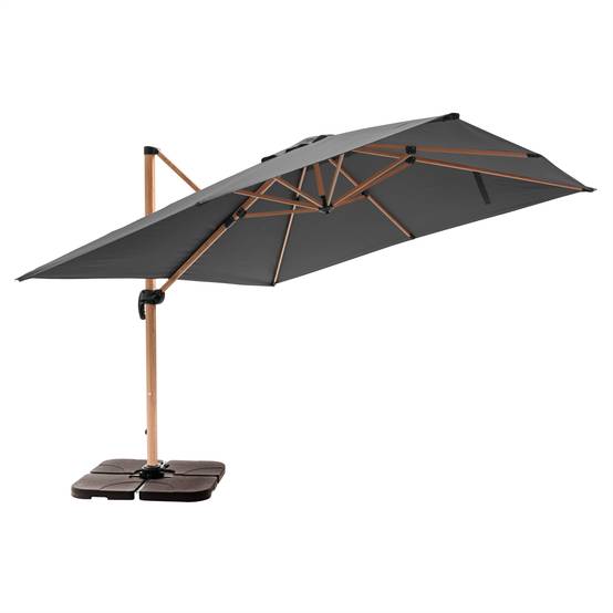 Oviala - Parasol déporté 3x3m et 4 dalles à remplir effet bois gris Brescia - Oviala - Image 4