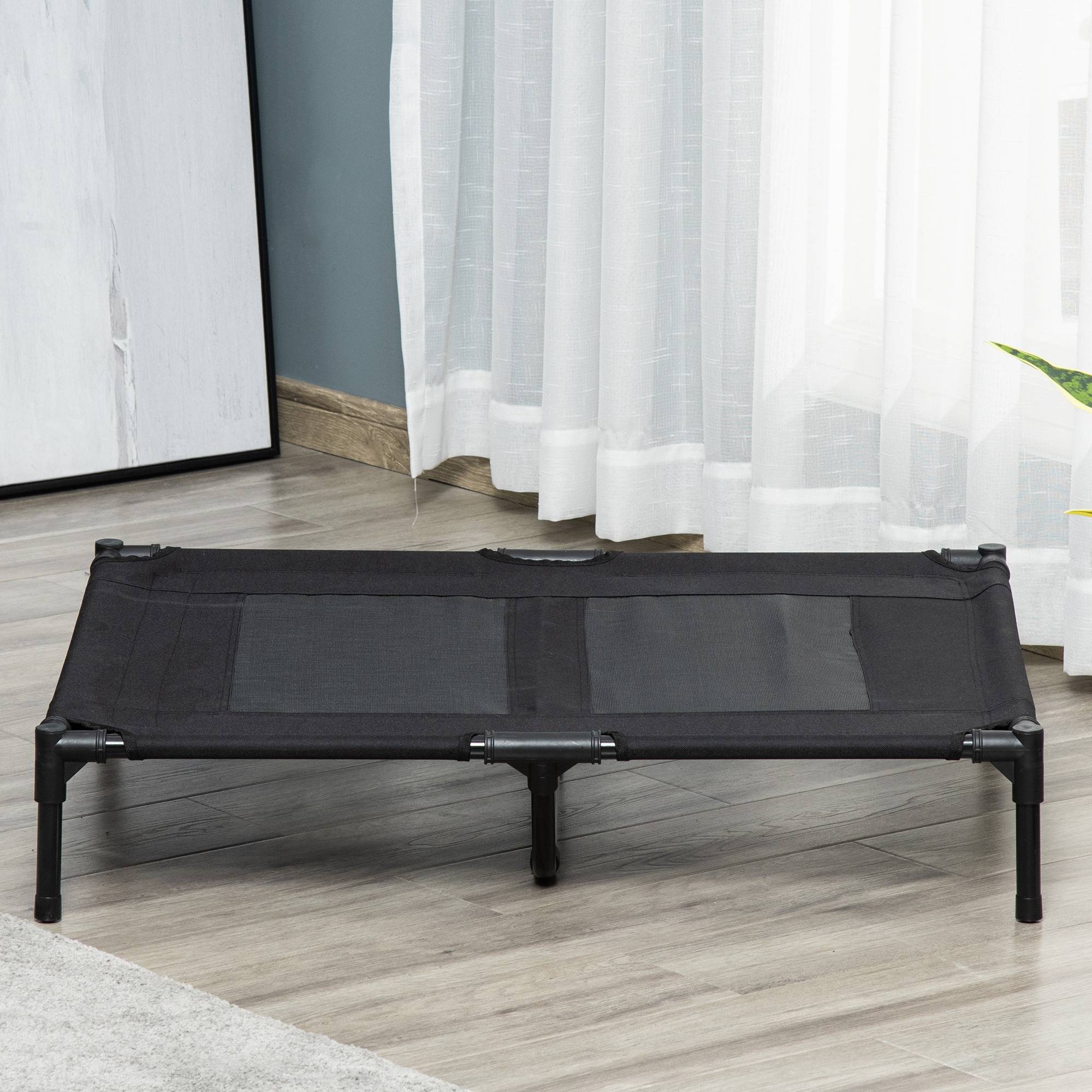 ComfortXL - Lit surélevé pliable pour grand chien en acier et tissu Oxford noir 92 x 76 x 18 cm avec sac de transport - Image 9
