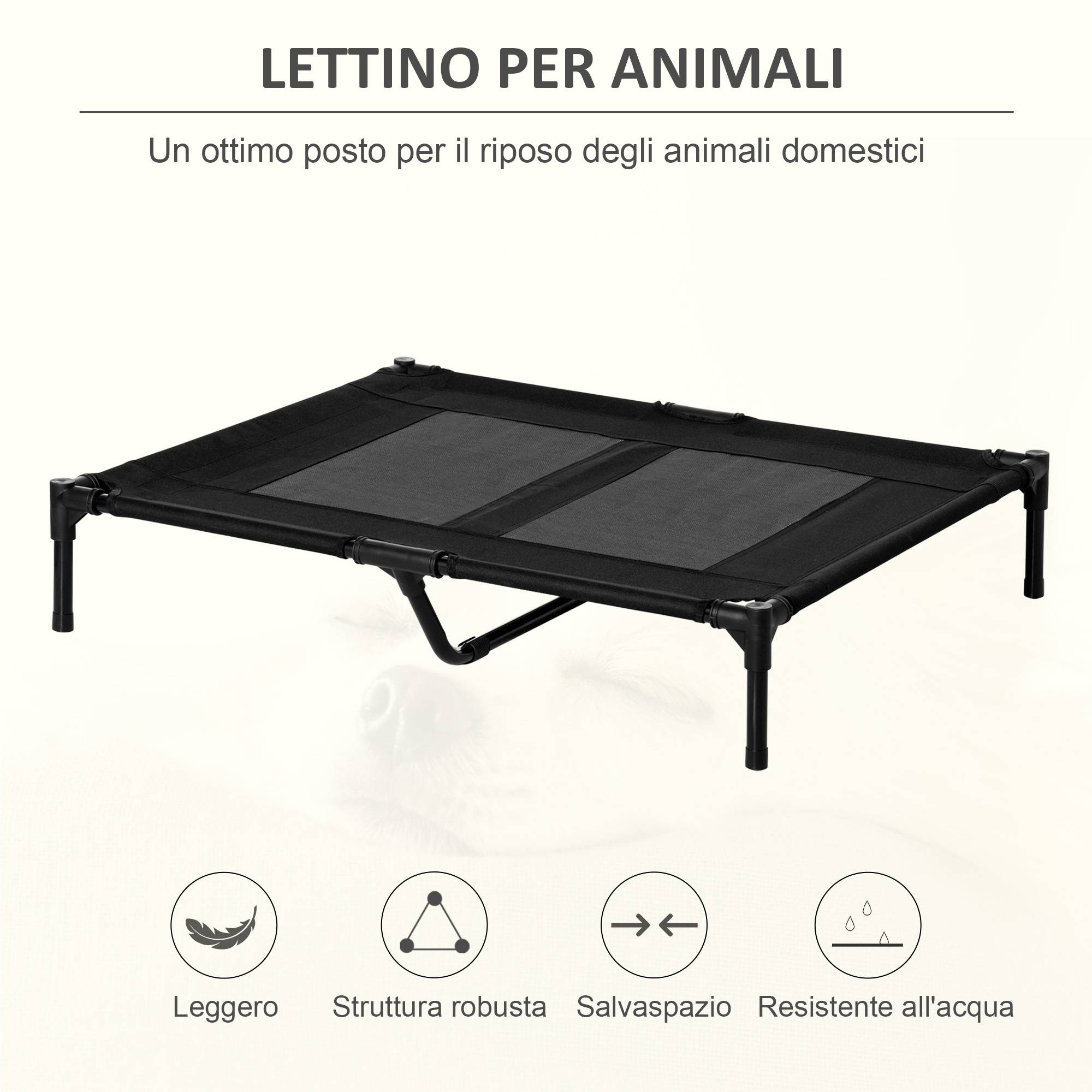 ComfortXL - Lit surélevé pliable pour grand chien en acier et tissu Oxford noir 92 x 76 x 18 cm avec sac de transport - Image 4