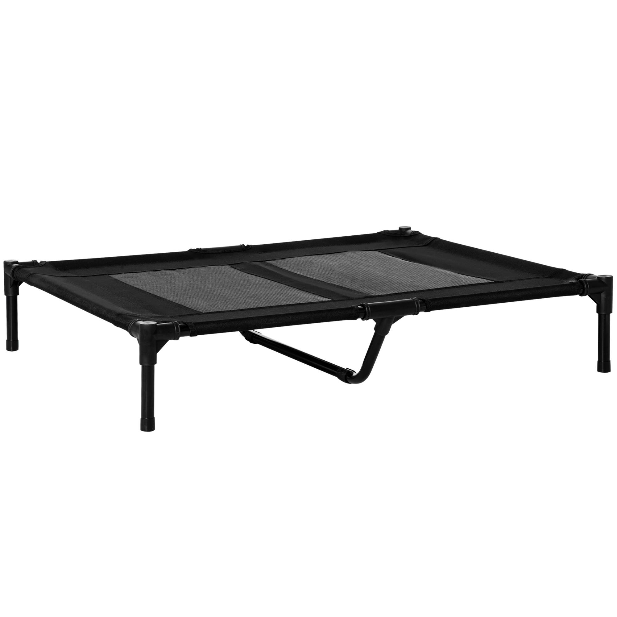 ComfortXL - Lit surélevé pliable pour grand chien en acier et tissu Oxford noir 92 x 76 x 18 cm avec sac de transport - Image 2