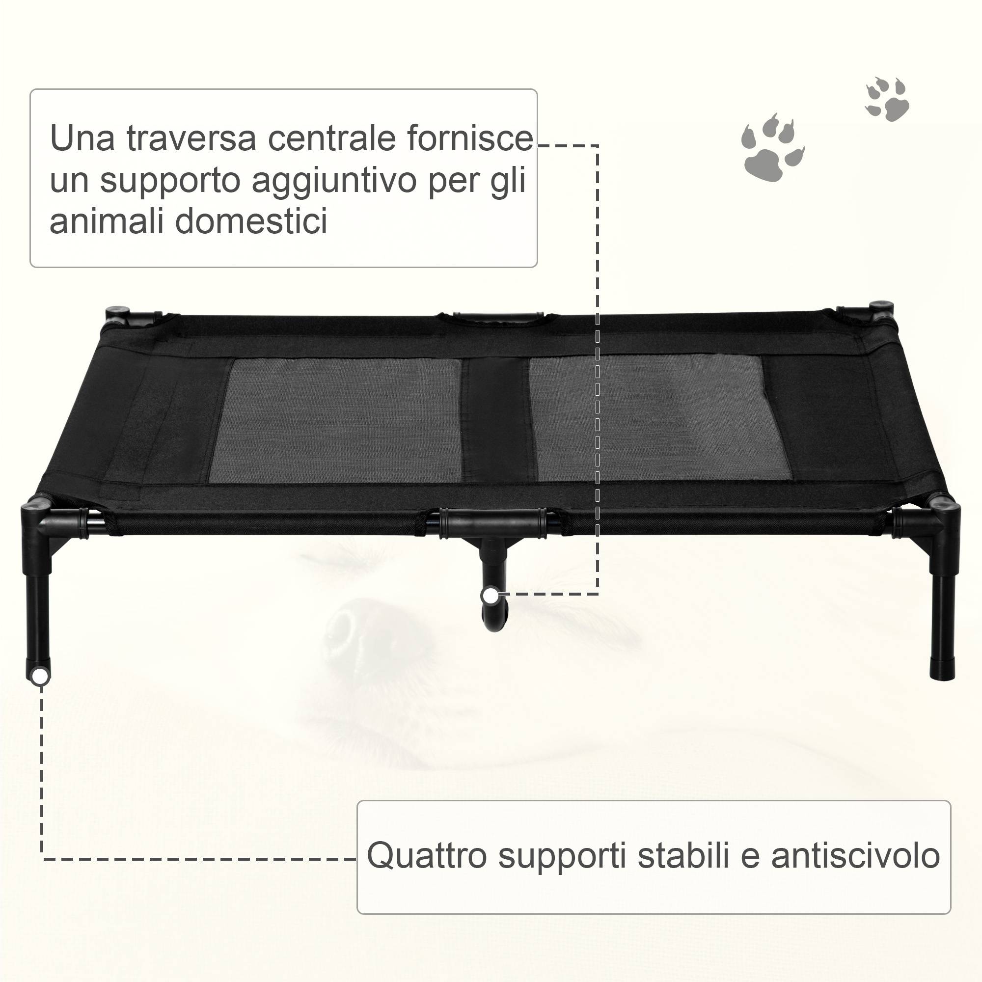 ComfortXL - Lit surélevé pliable pour grand chien en acier et tissu Oxford noir 92 x 76 x 18 cm avec sac de transport - Image 7