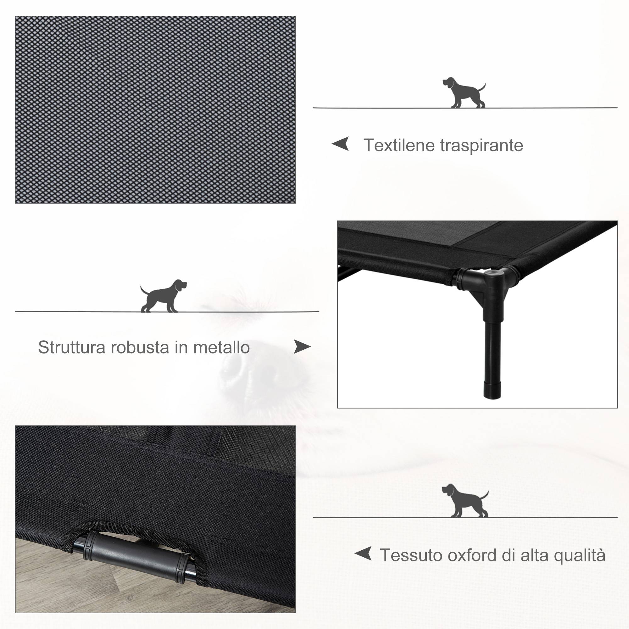 ComfortXL - Lit surélevé pliable pour grand chien en acier et tissu Oxford noir 92 x 76 x 18 cm avec sac de transport - Image 6