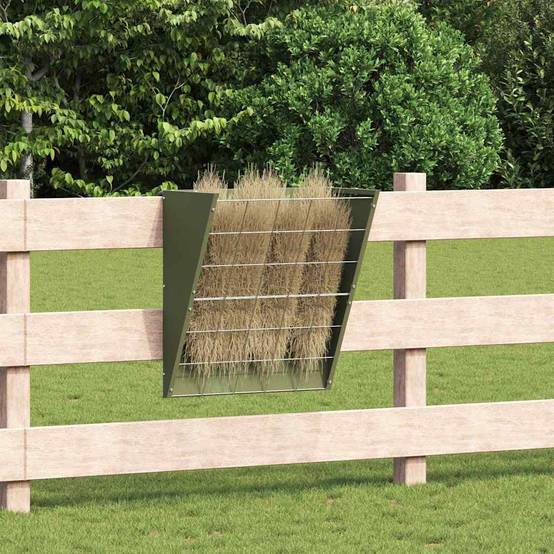 Mangeoire Fourrage Suspendue Métal 5kg Ecurie Vert Olive - ComfortXL Outdoor Living - Image 1