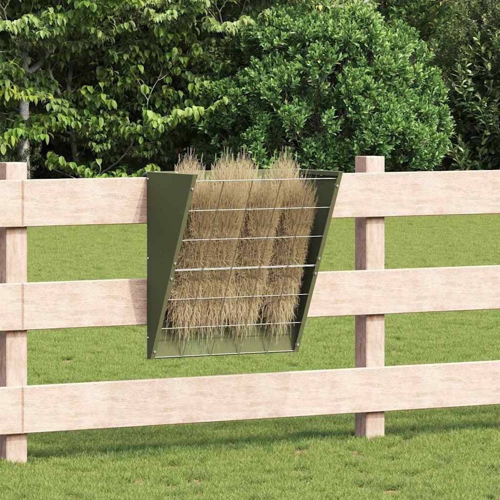 Mangeoire Fourrage Suspendue Métal 5kg Ecurie Vert Olive - ComfortXL Outdoor Living - Image 1