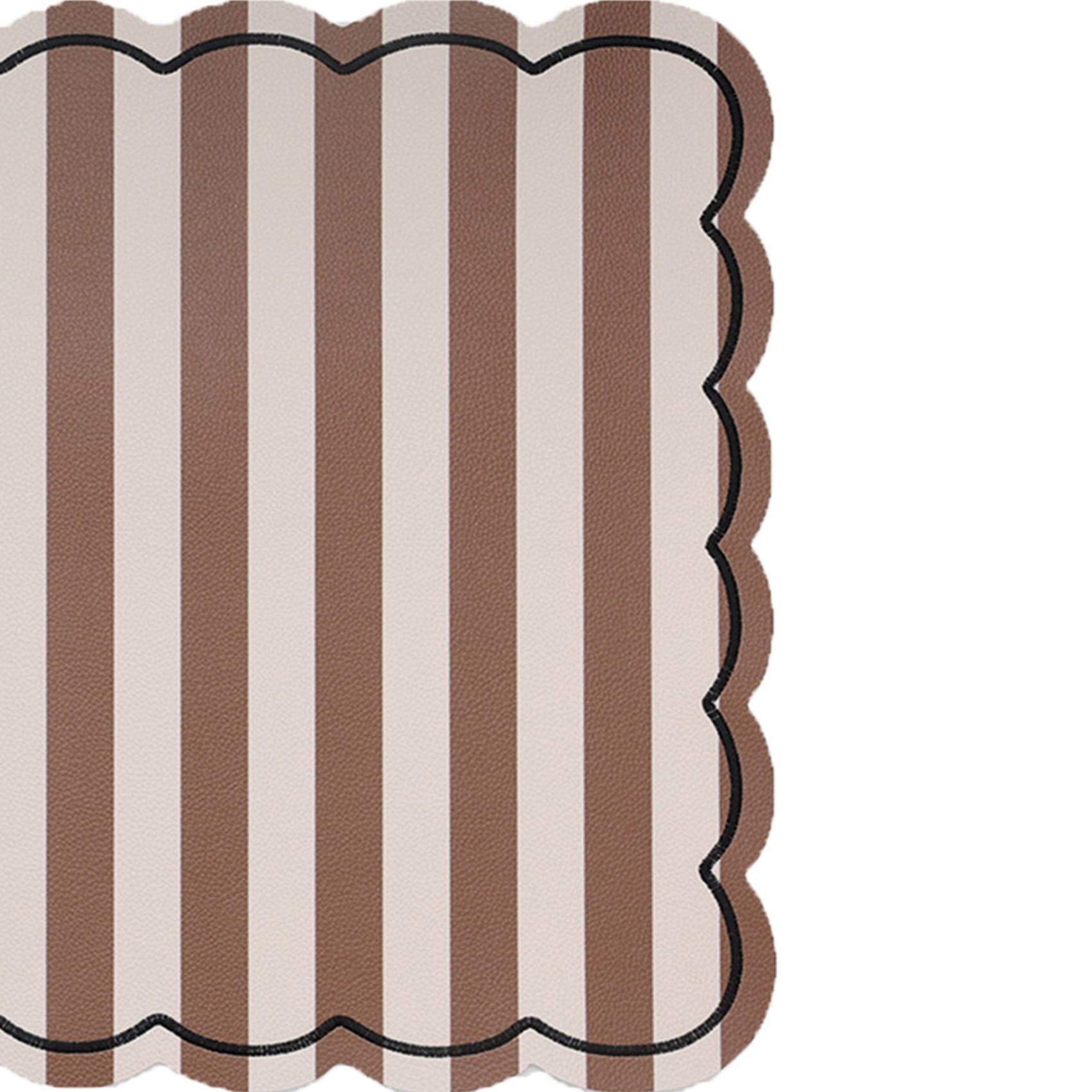 Opjet - Set de table rectangulaire à rayures avec bords ondulés - OPJET - Polyester - Marron Clair - Image 2