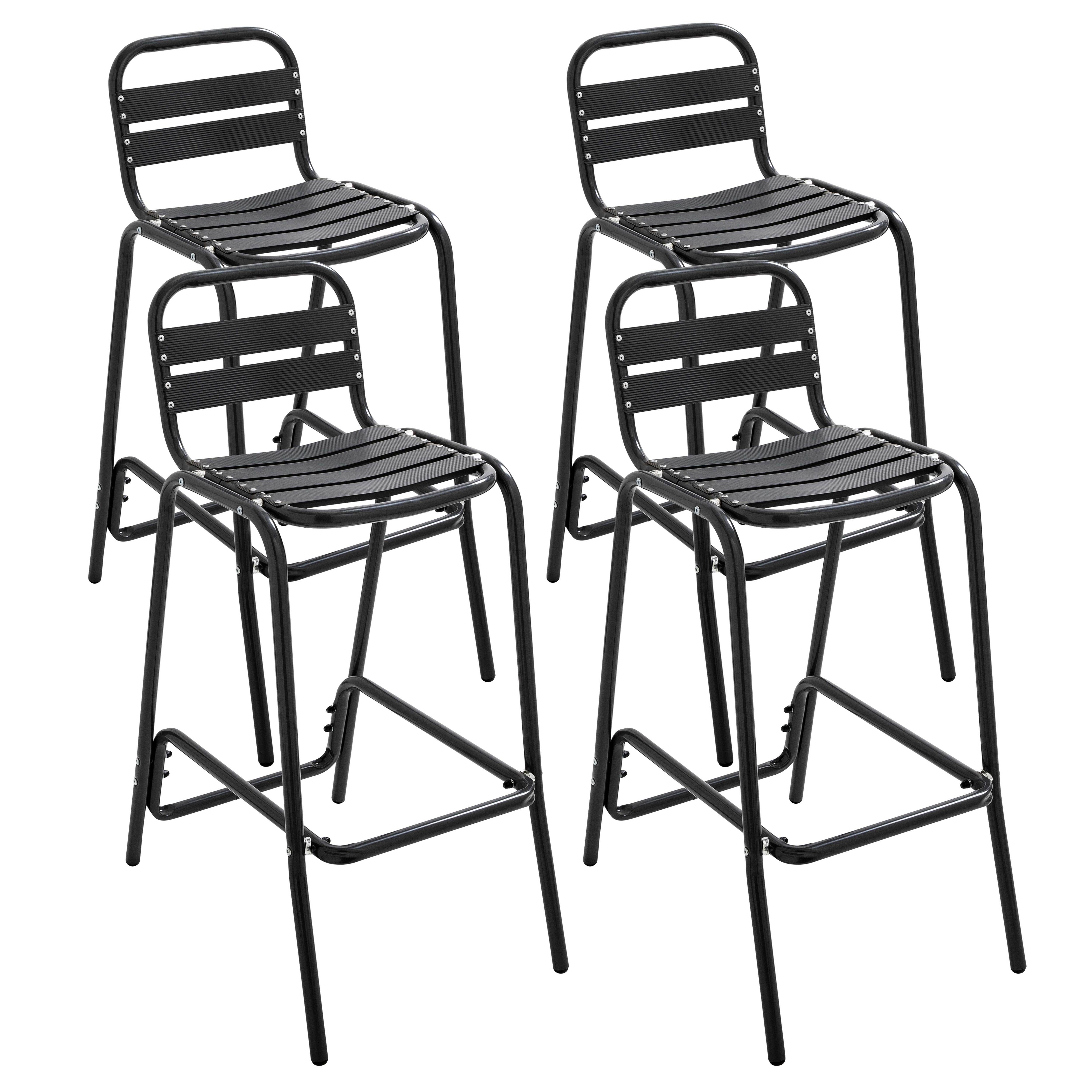 Oviala - Lot de 4 chaises haute en aluminium noir Soho - Oviala - Image 1