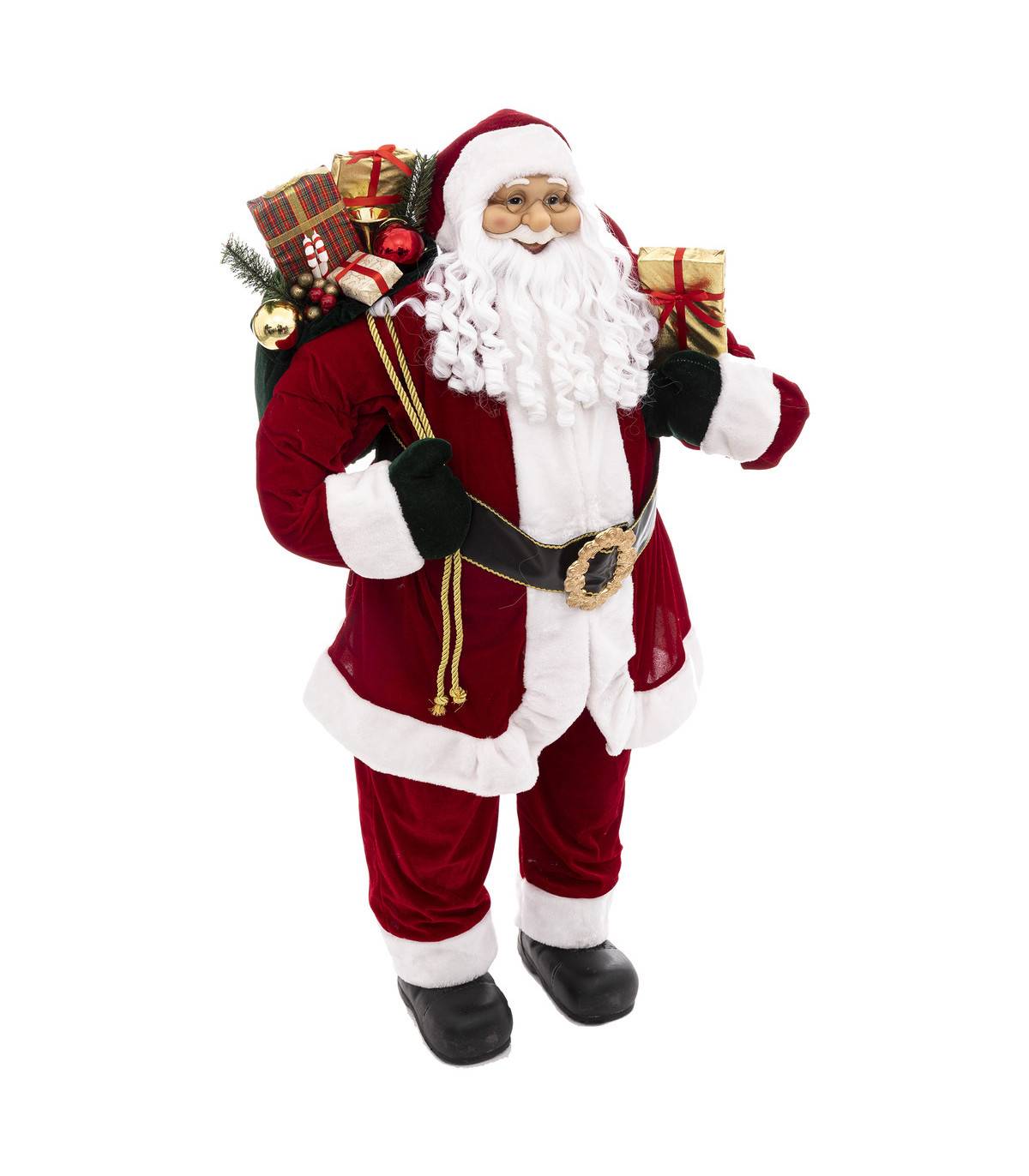 Fééric Lights & Christmas - Grand Père Noël traditionnel en velours rouge et fourrure blanche H 120 cm - Image 1