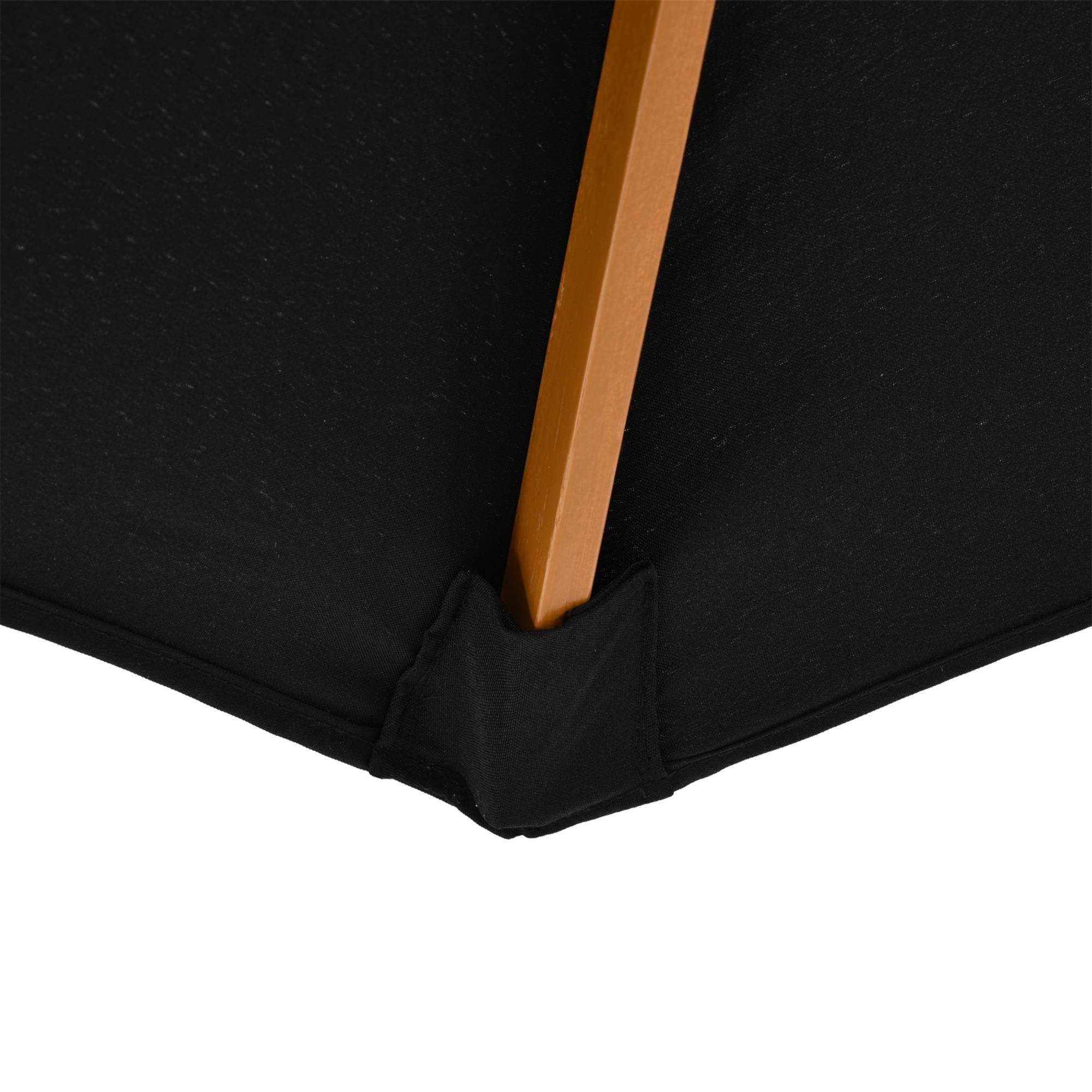 Parasol de jardin de 3 m avec mât en bois, 8 baleines et toile en polyester, noir - Image 10