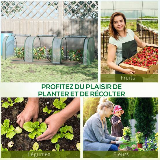 Mini Serre à Tomates 3 x 1 x 0,8 m, Structure en Acier, Bâche PVC 140 g/m² Anti-UV, 3 Fenêtres - Image 9