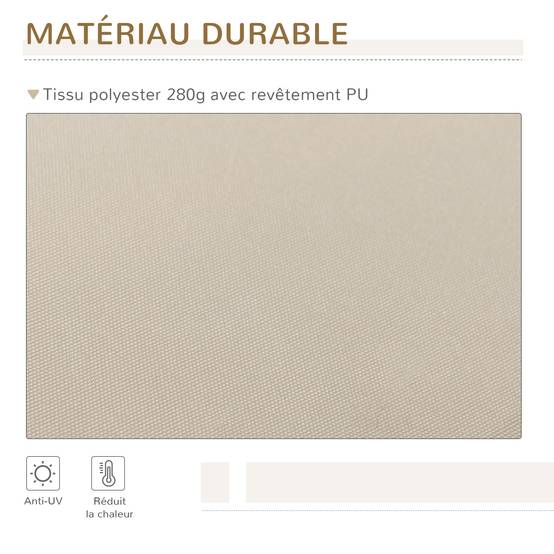Store Banne Manuel Rétractable 395 x 245 cm avec Manivelle, Angle 45°–85°, Aluminium et Polyester 280 g/m², Protection UV, Terrasse, Beige - Image 6